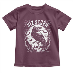 Gothic Raven Brainrot Six Seven Toddler T Shirt Gen Z Alpha Gift TS12 Maroon Print Your Wear