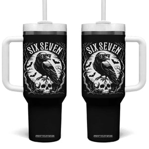 Gothic Raven Brainrot Six Seven Tumbler With Handle Gen Z Alpha Gift TS12 One Size: 40 oz Black Print Your Wear