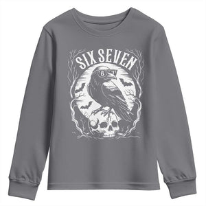 Gothic Raven Brainrot Six Seven Youth Sweatshirt Gen Z Alpha Gift TS12 Charcoal Print Your Wear