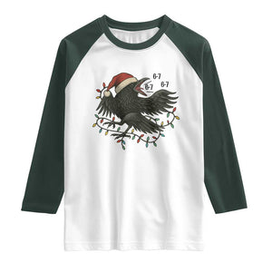Funny Raven Six Seven Meme Raglan Shirt Christmas Gift For Gen Z TS12 White Dark Forest Green Print Your Wear
