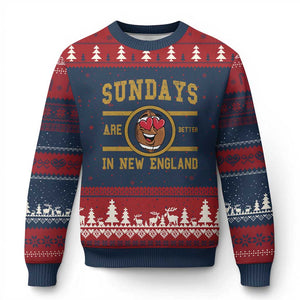 Sundays Are Better In NE Ugly Christmas Sweater Game Day Lover Gift TS12 Navy Red Print Your Wear