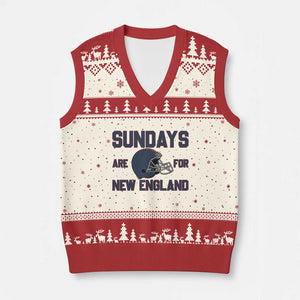 Sundays Are For NE V-Neck Knit Sweater Vest Game Day Lover Gift TS12 Beige Red Print Your Wear