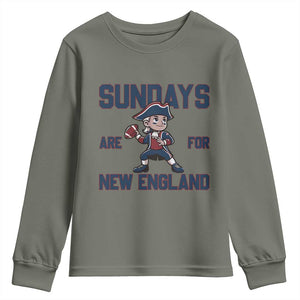 Sundays Are For NE Youth Sweatshirt Game Day Sports Fan Gift TS12 Military Green Print Your Wear