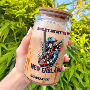 Funny George Washington Football Lover Gift Glass Can Sundays Are Better In New England TS12 White Print Your Wear
