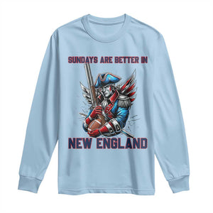 Funny George Washington Football Lover Gift Long Sleeve Shirt Sundays Are Better In New England TS12 Light Blue Print Your Wear