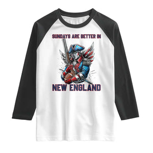 Funny George Washington Football Lover Gift Raglan Shirt Sundays Are Better In New England TS12 White Black Print Your Wear
