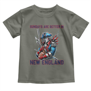 Funny George Washington Football Lover Gift Toddler T Shirt Sundays Are Better In New England TS12 Military Green Print Your Wear