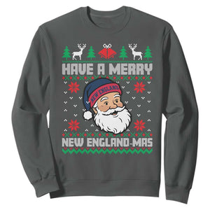 Have A Merry NE Mas Sweatshirt Funny Ugly Christmas Football Gift TS12 Dark Heather Print Your Wear