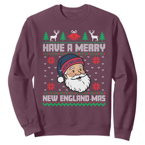 Have A Merry NE Mas Sweatshirt Funny Ugly Christmas Football Gift TS12 Maroon Print Your Wear