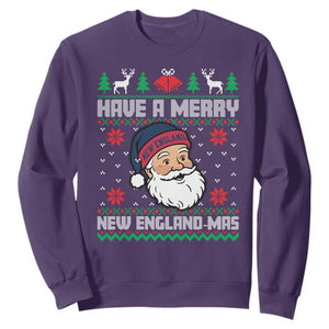 Have A Merry NE Mas Sweatshirt Funny Ugly Christmas Football Gift TS12 Purple Print Your Wear