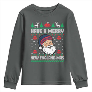Have A Merry NE Mas Youth Sweatshirt Funny Ugly Christmas Football Gift TS12 Dark Heather Print Your Wear