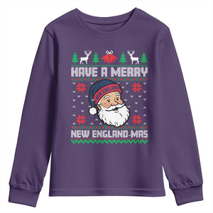 Have A Merry NE Mas Youth Sweatshirt Funny Ugly Christmas Football Gift TS12 Purple Print Your Wear