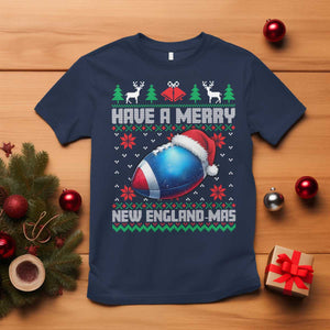 Have A Merry NE Mas T Shirt Funny Football Fan Ugly Christmas Gift TS12 Navy Print Your Wear