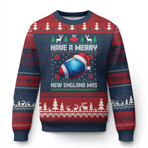 Have A Merry NE Mas Ugly Christmas Sweater Funny Football Fan Ugly Christmas Gift TS12 Navy Red Print Your Wear