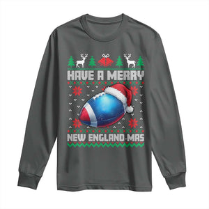 Have A Merry NE Mas Long Sleeve Shirt Funny Football Fan Ugly Christmas Gift TS12 Dark Heather Print Your Wear