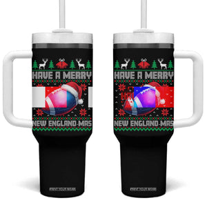 Have A Merry NE Mas Tumbler With Handle Funny Football Fan Ugly Christmas Gift TS12 One Size: 40 oz Black Print Your Wear