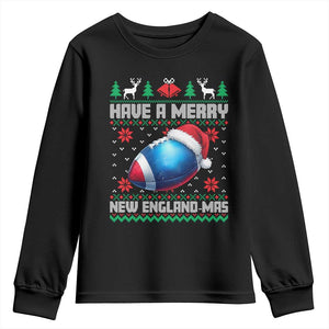 Have A Merry NE Mas Youth Sweatshirt Funny Football Fan Ugly Christmas Gift TS12 Black Print Your Wear