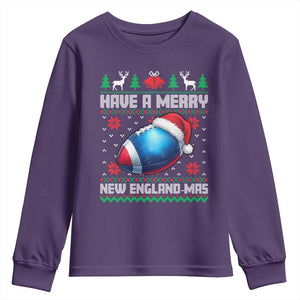 Have A Merry NE Mas Youth Sweatshirt Funny Football Fan Ugly Christmas Gift TS12 Purple Print Your Wear