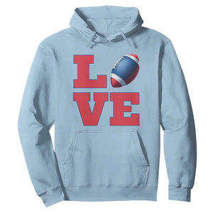 Love Football Fan Supporter Hoodie Gift For Game Day Lovers TS12 Light Blue Print Your Wear