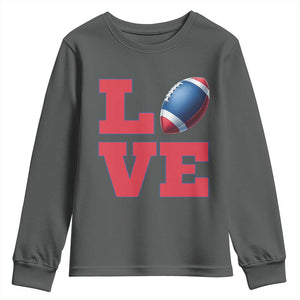 Love Football Fan Supporter Youth Sweatshirt Gift For Game Day Lovers TS12 Dark Heather Print Your Wear