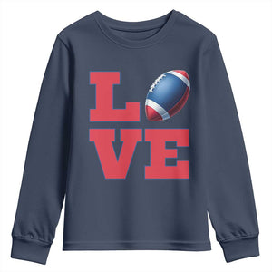 Love Football Fan Supporter Youth Sweatshirt Gift For Game Day Lovers TS12 Navy Print Your Wear