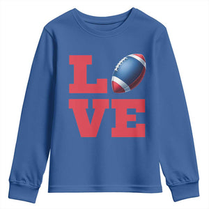 Love Football Fan Supporter Youth Sweatshirt Gift For Game Day Lovers TS12 Royal Blue Print Your Wear