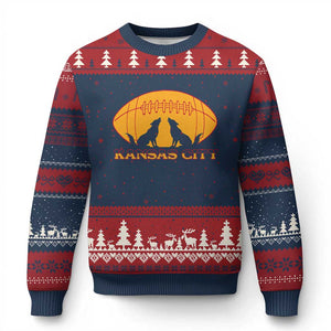 Football Lover Gift Ugly Christmas Sweater Midwest Wolf Spirit TS12 Navy Red Print Your Wear