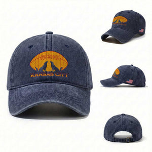 Football Lover Gift Washed Cotton Baseball Cap Midwest Wolf Spirit TS12 Washed Cap Universal Fit Navy Print Your Wear