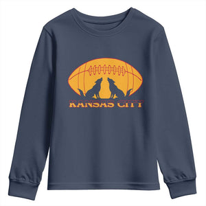 Football Lover Gift Youth Sweatshirt Midwest Wolf Spirit TS12 Navy Print Your Wear