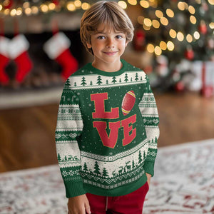 Love Midwest Football Ugly Christmas Sweater Gift For Football Fans TS12 Forest Green Beige Print Your Wear