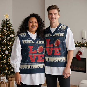 Love Midwest Football V-Neck Knit Sweater Vest Gift For Football Fans TS12 Navy Beige Print Your Wear