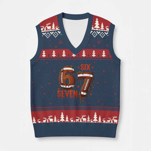 American Football Six Seven Meme V-Neck Knit Sweater Vest Funny Gen Z Alpha Gift TS12 Navy Red Print Your Wear