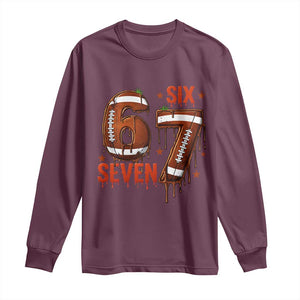 American Football Six Seven Meme Long Sleeve Shirt Funny Gen Z Alpha Gift TS12 Maroon Print Your Wear