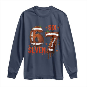 American Football Six Seven Meme Long Sleeve Shirt Funny Gen Z Alpha Gift TS12 Navy Print Your Wear