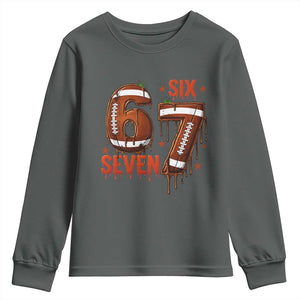 American Football Six Seven Meme Youth Sweatshirt Funny Gen Z Alpha Gift TS12 Dark Heather Print Your Wear