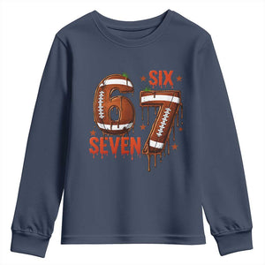 American Football Six Seven Meme Youth Sweatshirt Funny Gen Z Alpha Gift TS12 Navy Print Your Wear