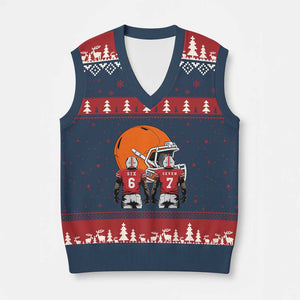 Funny American Football V-Neck Knit Sweater Vest Six Seven Meme TS12 Navy Red Print Your Wear
