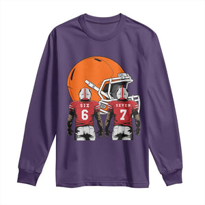 Funny American Football Long Sleeve Shirt Six Seven Meme TS12 Purple Print Your Wear