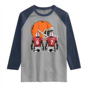 Funny American Football Raglan Shirt Six Seven Meme TS12 Sport Gray Navy Print Your Wear