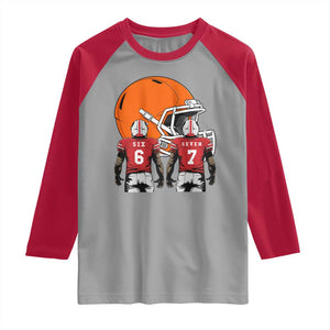 Funny American Football Raglan Shirt Six Seven Meme TS12 Sport Gray Red Print Your Wear