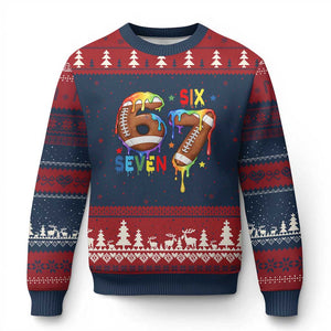 Funny American Football Ugly Christmas Sweater 67 Viral Gen Alpha Slang Gift TS12 Navy Red Print Your Wear