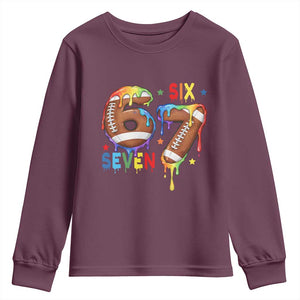Funny American Football Youth Sweatshirt 67 Viral Gen Alpha Slang Gift TS12 Maroon Print Your Wear