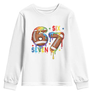 Funny American Football Youth Sweatshirt 67 Viral Gen Alpha Slang Gift TS12 White Print Your Wear