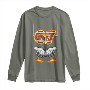 American Football Six Seven Meme Long Sleeve Shirt Fire Flame Drip TS12 Military Green Print Your Wear