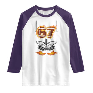 American Football Six Seven Meme Raglan Shirt Fire Flame Drip TS12 White Purple Print Your Wear