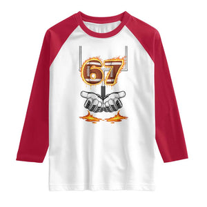 American Football Six Seven Meme Raglan Shirt Fire Flame Drip TS12 White Red Print Your Wear