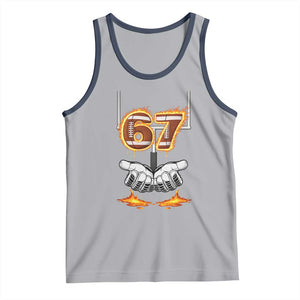 American Football Six Seven Meme Tank Top Fire Flame Drip TS12 Athletic Heather Navy Print Your Wear