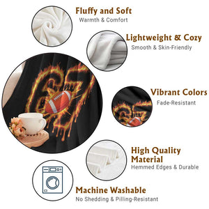 Funny American Football Six Seven Throw Blanket Fire Drip 67 Meme TS12 Print Your Wear