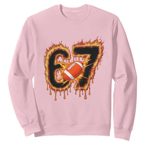 Funny American Football Six Seven Sweatshirt Fire Drip 67 Meme TS12 Light Pink Print Your Wear