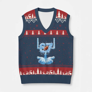 Cool Ice Effect 67 Meme V-Neck Knit Sweater Vest Funny American Football TS12 Navy Red Print Your Wear